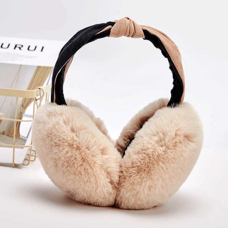 Korean Fashion Winter Earmuffs Women Ear Warmer Imitation Rabbit Fur Plush Ear Cover Adjustable Foldable Ear Muffs EarflXJ241126