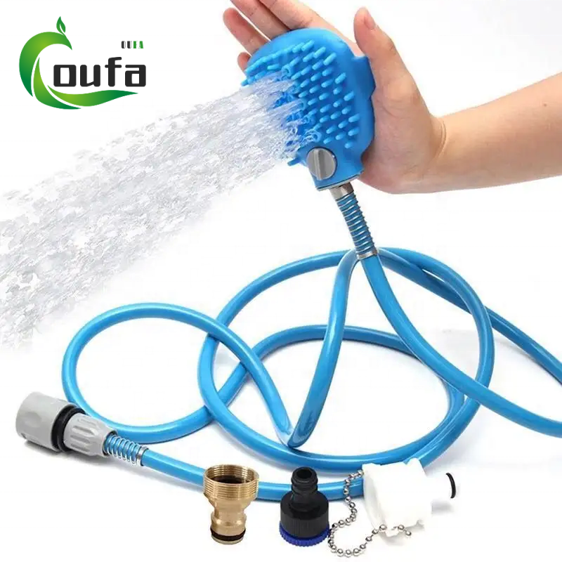 OF Hot Sale Portable Outdoor Indoor Cat Dog Grooming Tool Silicon Pet Shower Sprayer Massage Bath Brush