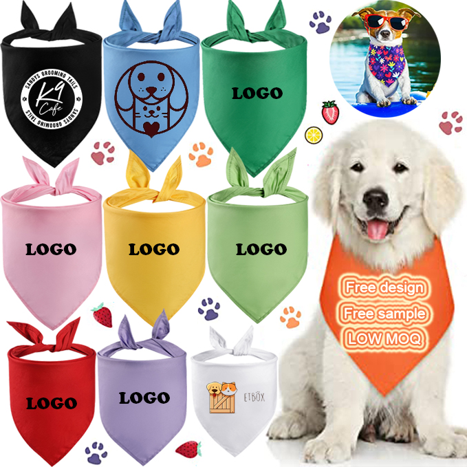 Custom Logo Designer Sublimation Blanks Cotton Customized Scarf Bandana For Cats Pets Bandanas Outfiit Dogs Birthday Holiday