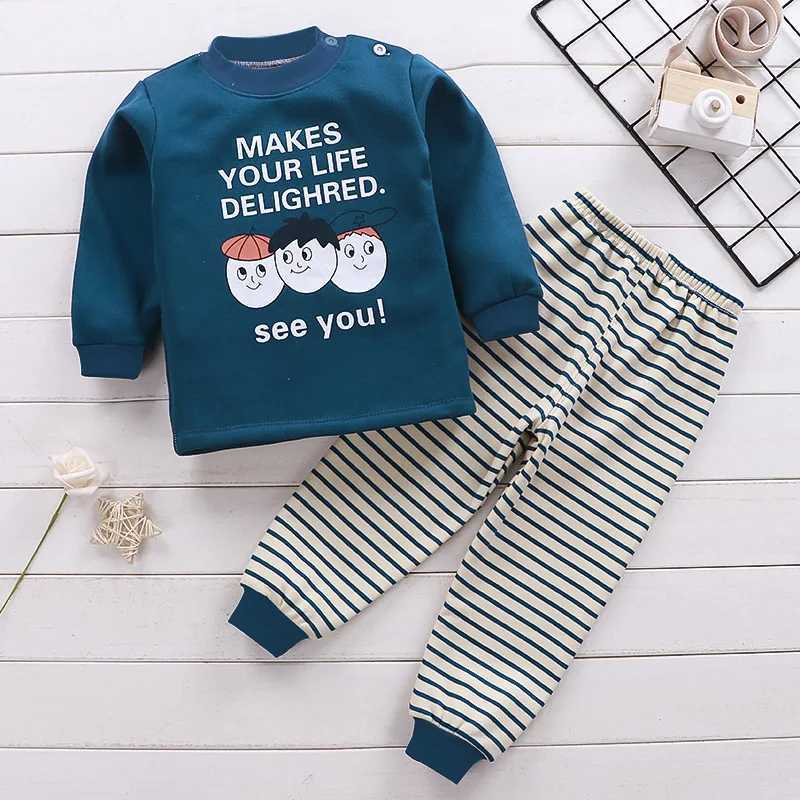 Clothing Sets Autumn Winter Fleece Underwear Suit Boys Clothing Sets Children Pajamas Home Service Suits for Kids Clothes Warm Sleepwear 2Pcs H241126