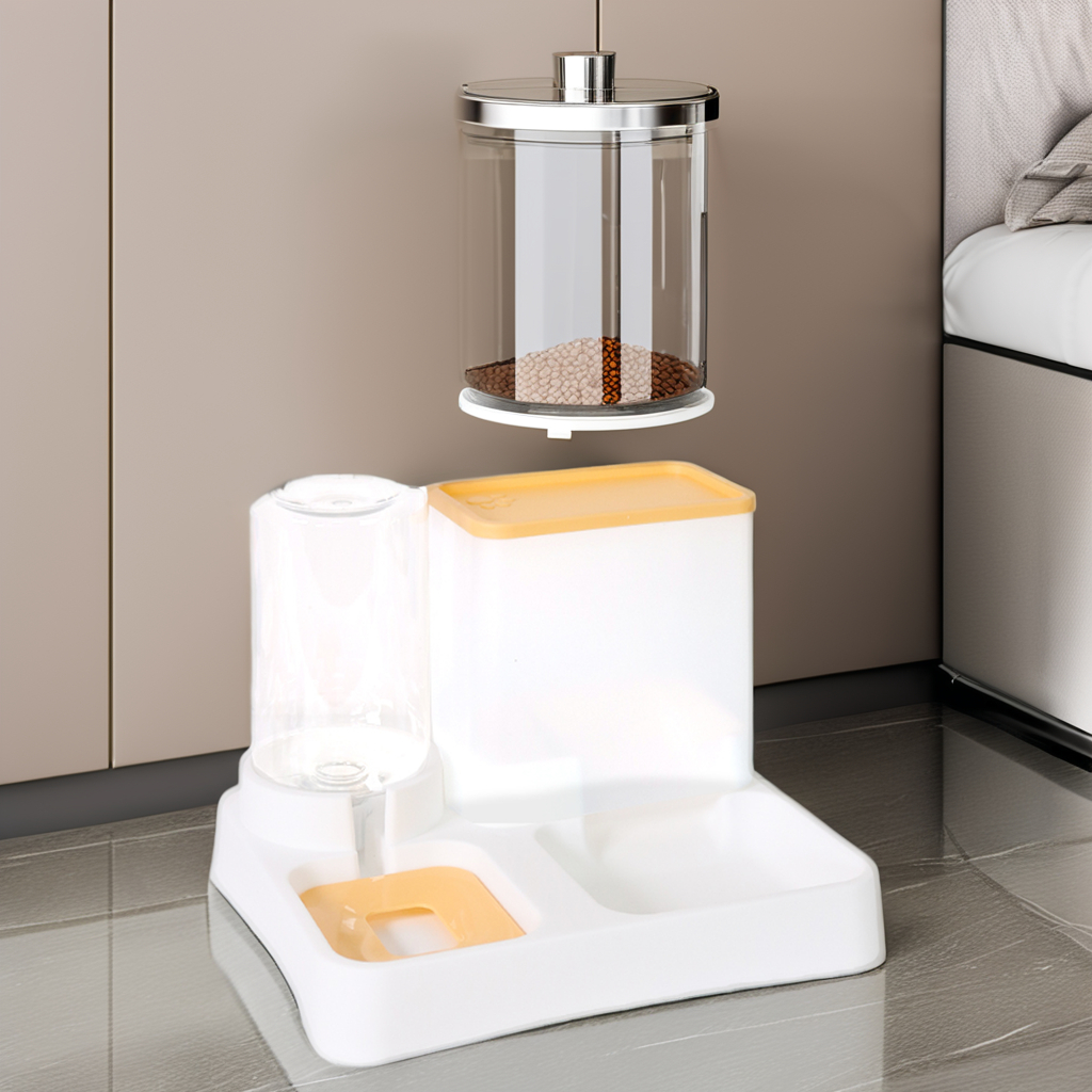 Hot Sale Semi-automatic cat feeder Water dispenser Integrated cat food bowl Double bowl anti-upset water feeder