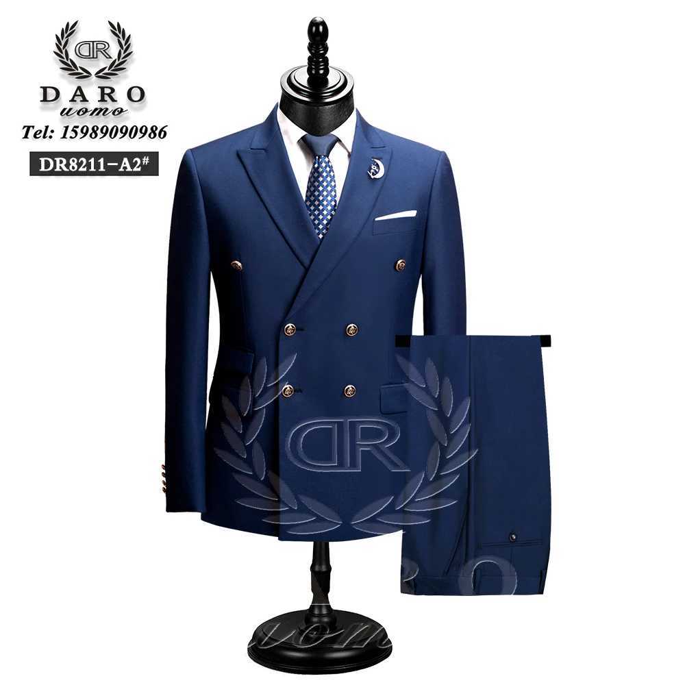 DAROuomo 2024 Men Suit Slim Fit Formal Business Work Wear Suits 2Pcs Set (Jacket+Pants)DR8211 X250704