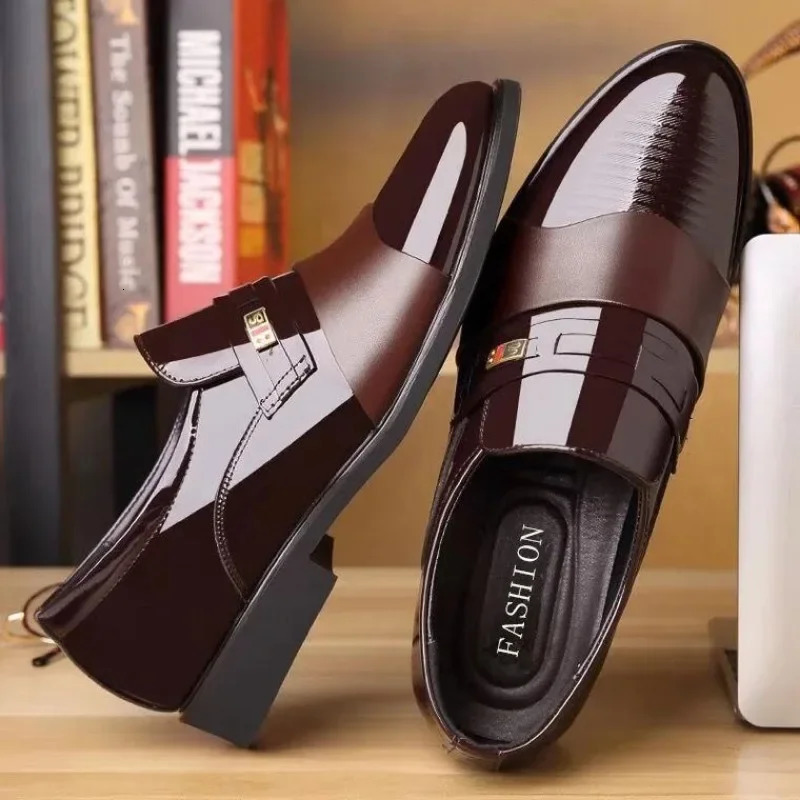 Comemore Male England Casual Loafers Black 2024 Autumn Mens Leather Dress Shoes Man Business Formal Social Shoe Zapatos 241126