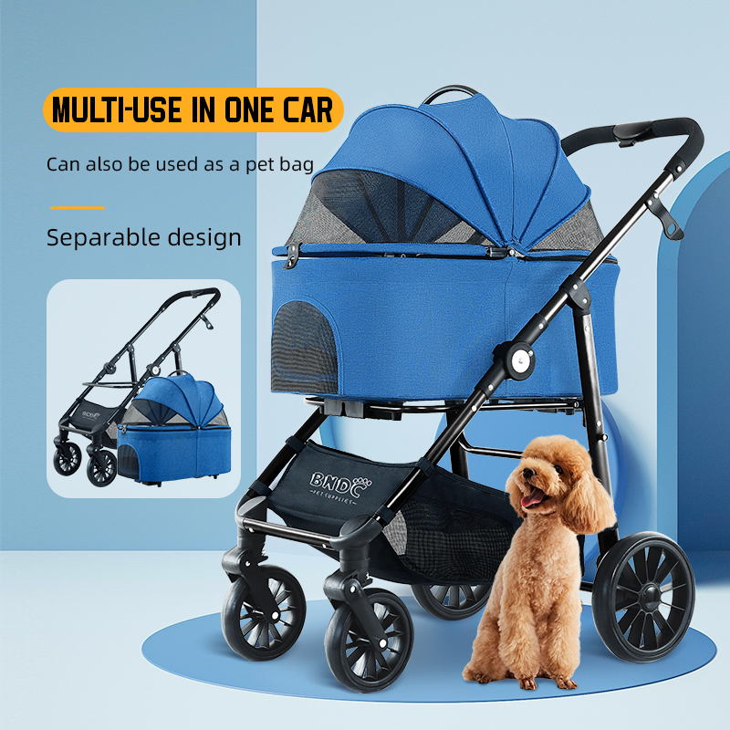 Wholesale high-quality outdoor Travel 4 Wheel Pet Carrier Stroller Fold Dog Carrier City Walk Strolling Cart For Dogs And Cats