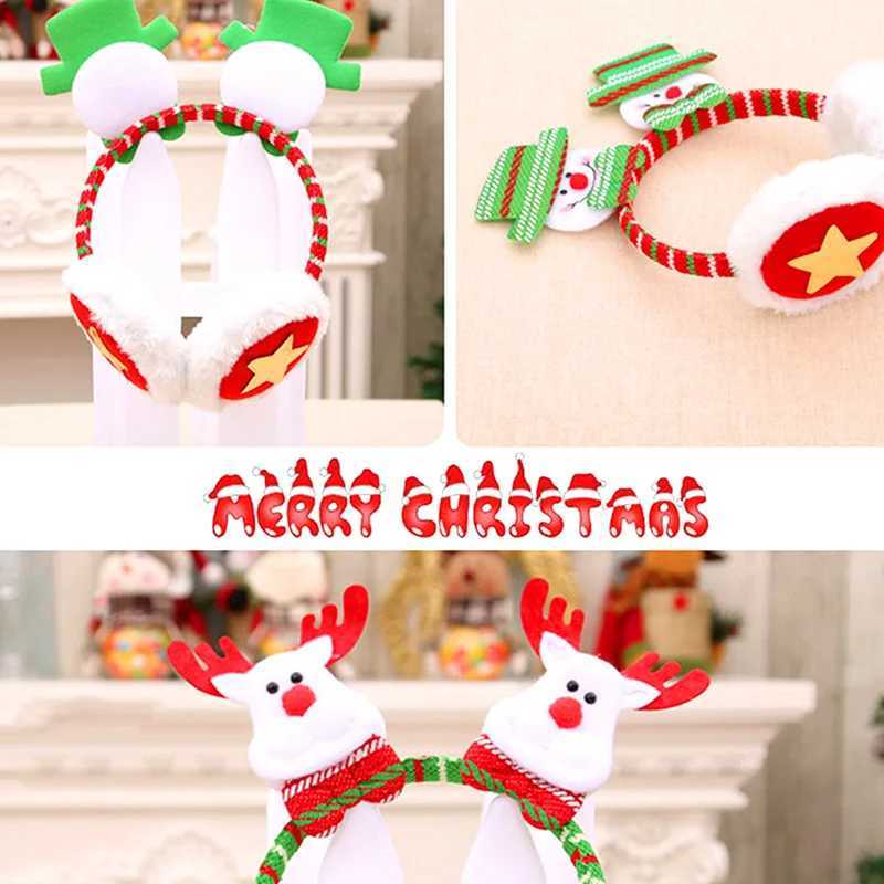 Christmas Warmer Earmuffs Santa Claus Elk Snowman Bear Decor Haiands Adjustable Earmuffs Headband New Year Heaear GiftsXJ241126