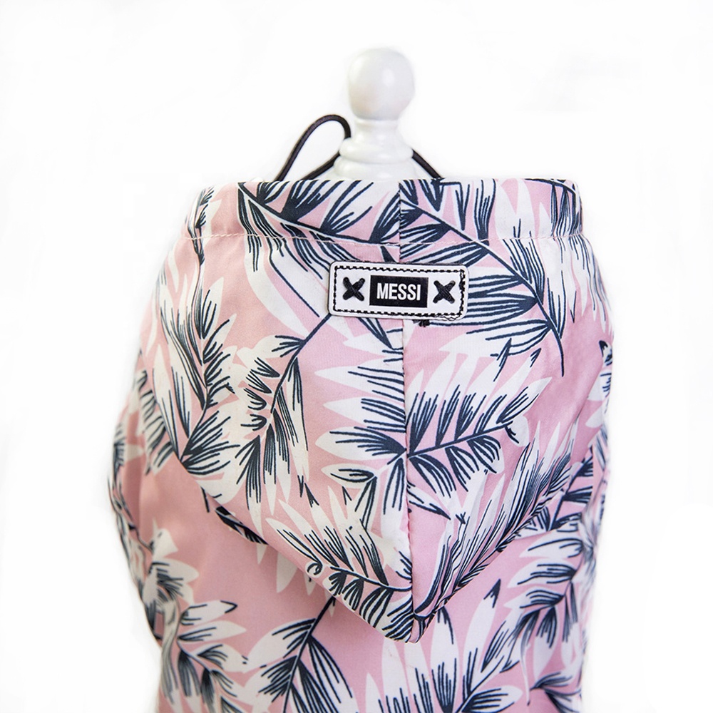High Quality Hawaii Style Printed Waterproof Raincoat for Dogs Cats Eco-Friendly Floral Polyester Apparel for Summer Winter Use