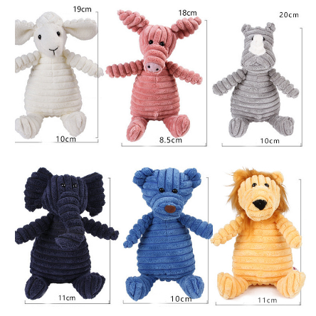 Manufacturer Wholesale Eco Friendly Corduroy Dog Toys Animal Shape Plush Pet Puppy Squeaky Chew Bite Resistant Toy