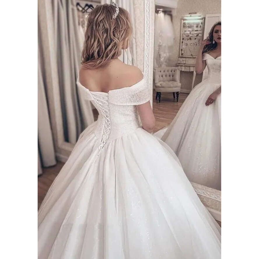 Arabic Vintage Sparking Tulle Ball Dresses 2020 Off The Shoulder Beaded Crystals Bridal Wedding Gowns With Lace Up
