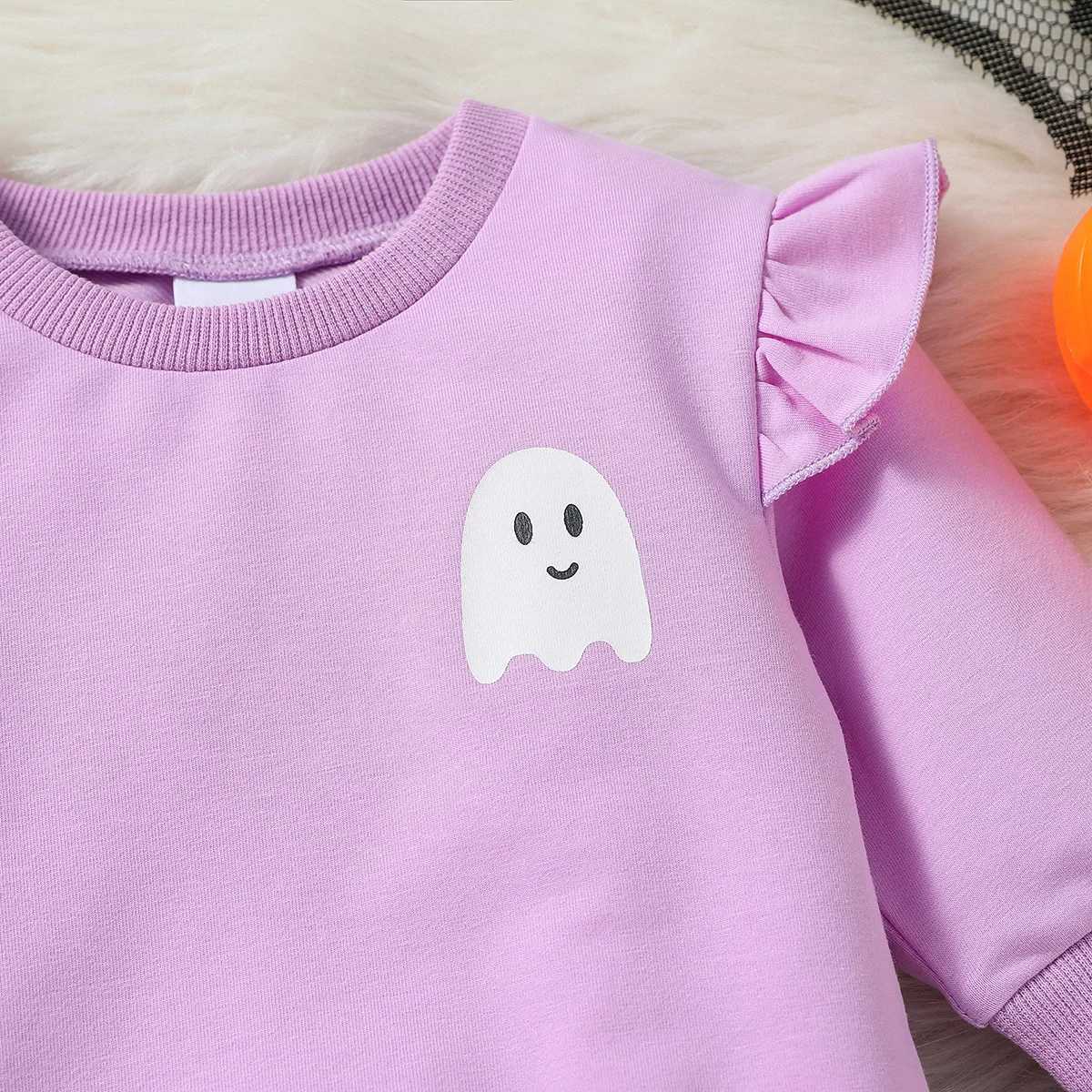 Clothing Sets 2PCS Fall Baby Girls Flying Long Sleeve Print Ghost For Halloween Casual Outdoor Pantsuit 0-3Y H241126