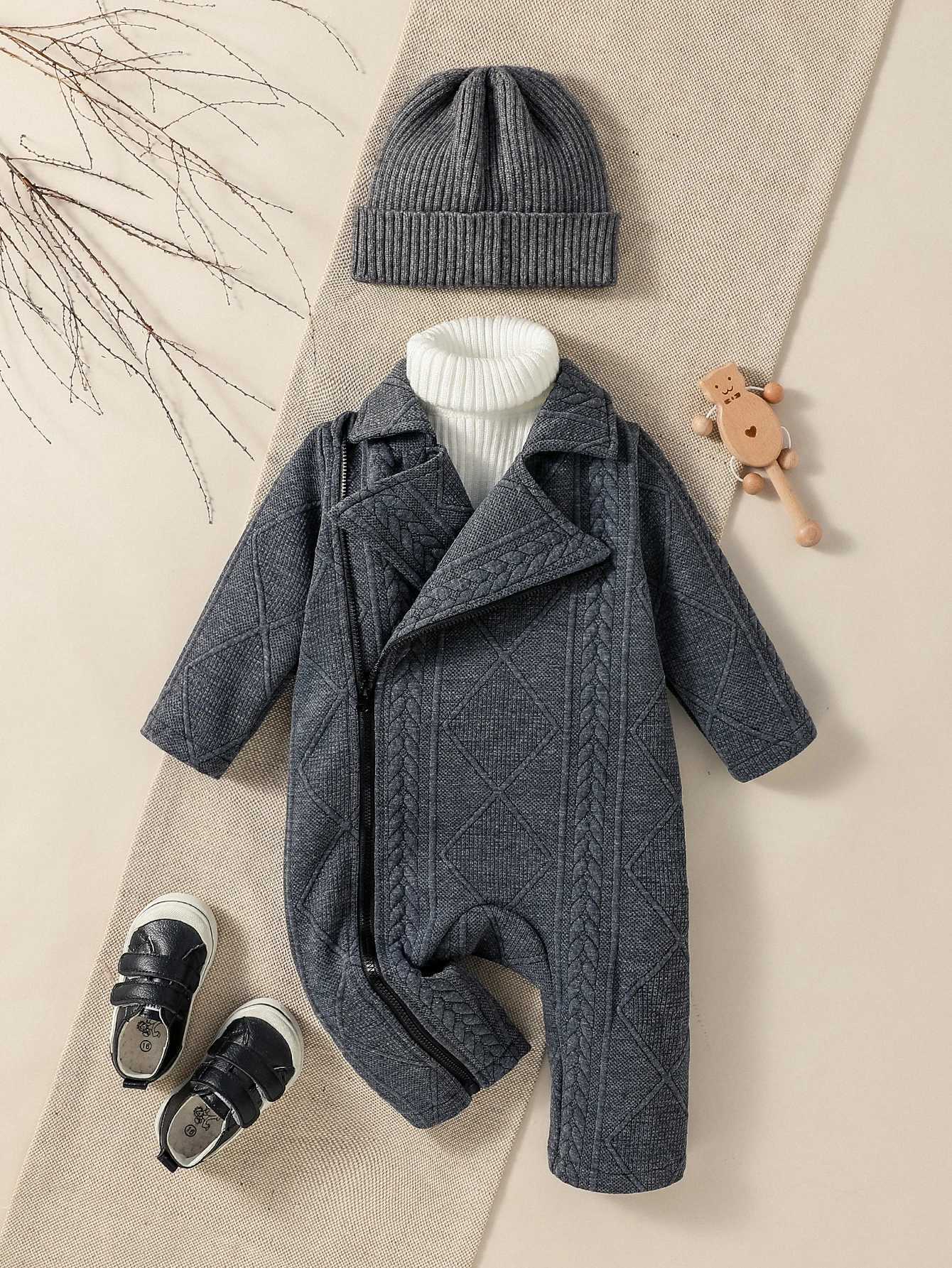 Clothing Sets Baby boy Long Sleeve zipper pure color modern stylish autumm/Winter Fashion Streetwear jumpsuits H241126