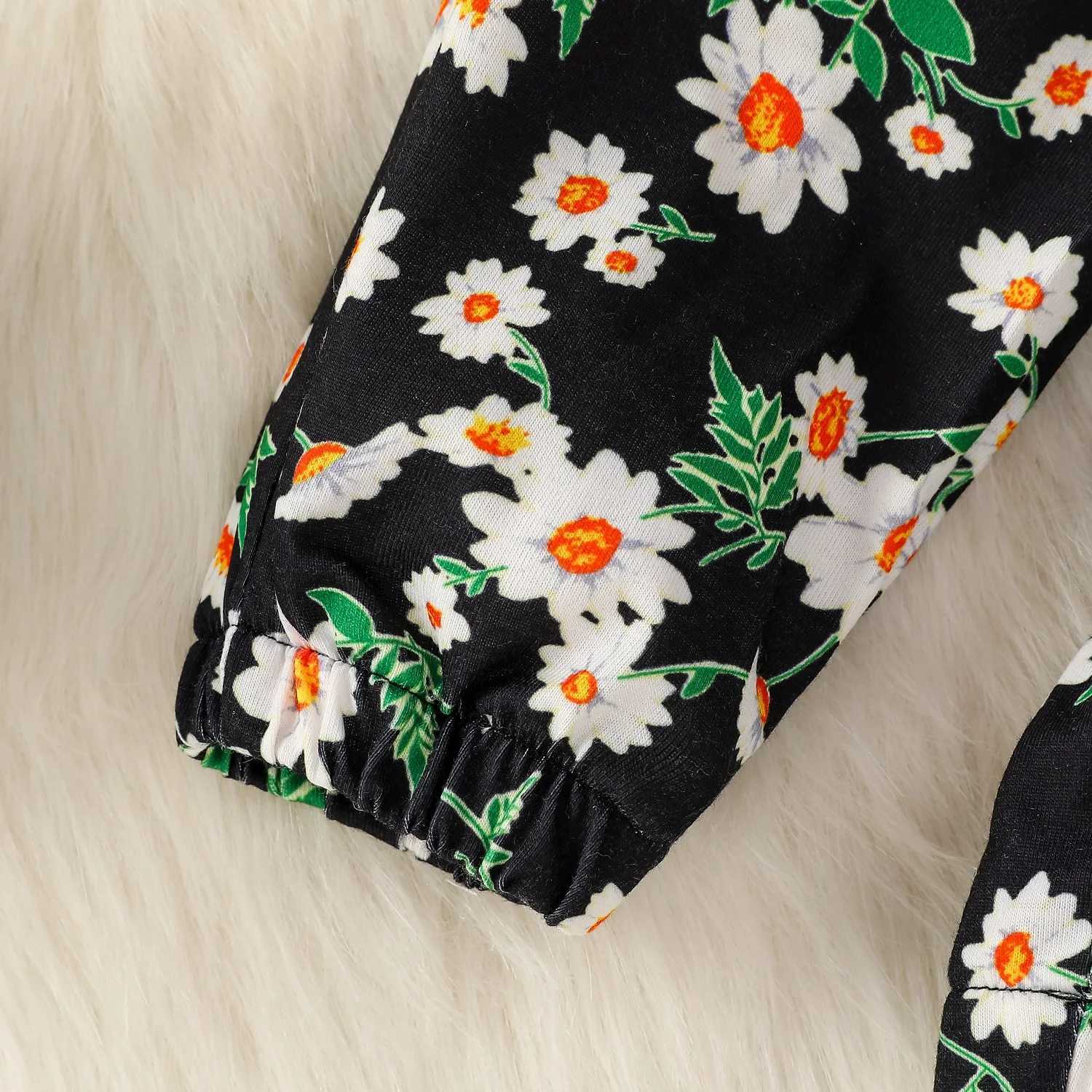 Clothing Sets 2024 New Fashion Baby girl Fall Daisy Sweatshirt +Pant With All Over Print 2Pcs Pastorale Pantsuit H241126