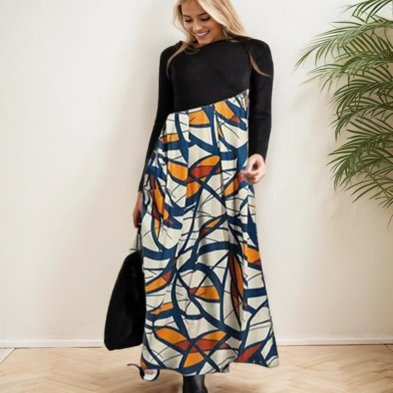 Fashion Women Shirt Dress Long Sleeve O Neck Chic Printing Dresses Autumn Female Casual Ladies Office 241112
