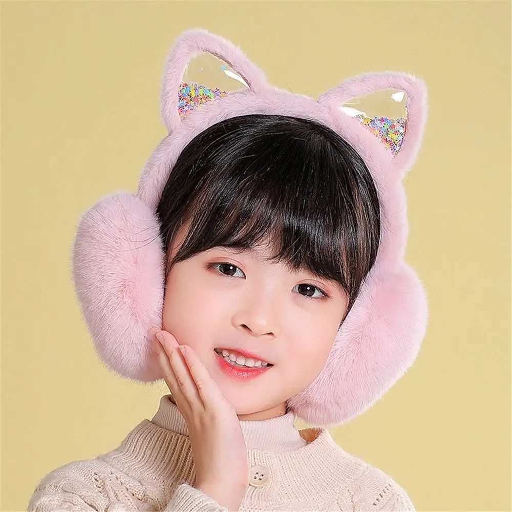 Winter Soft Warm Animal Earmuffs Foldable Cat Ears Ear Warmers Furry Fleece Ear Covers for Kids GirlsXJ241126