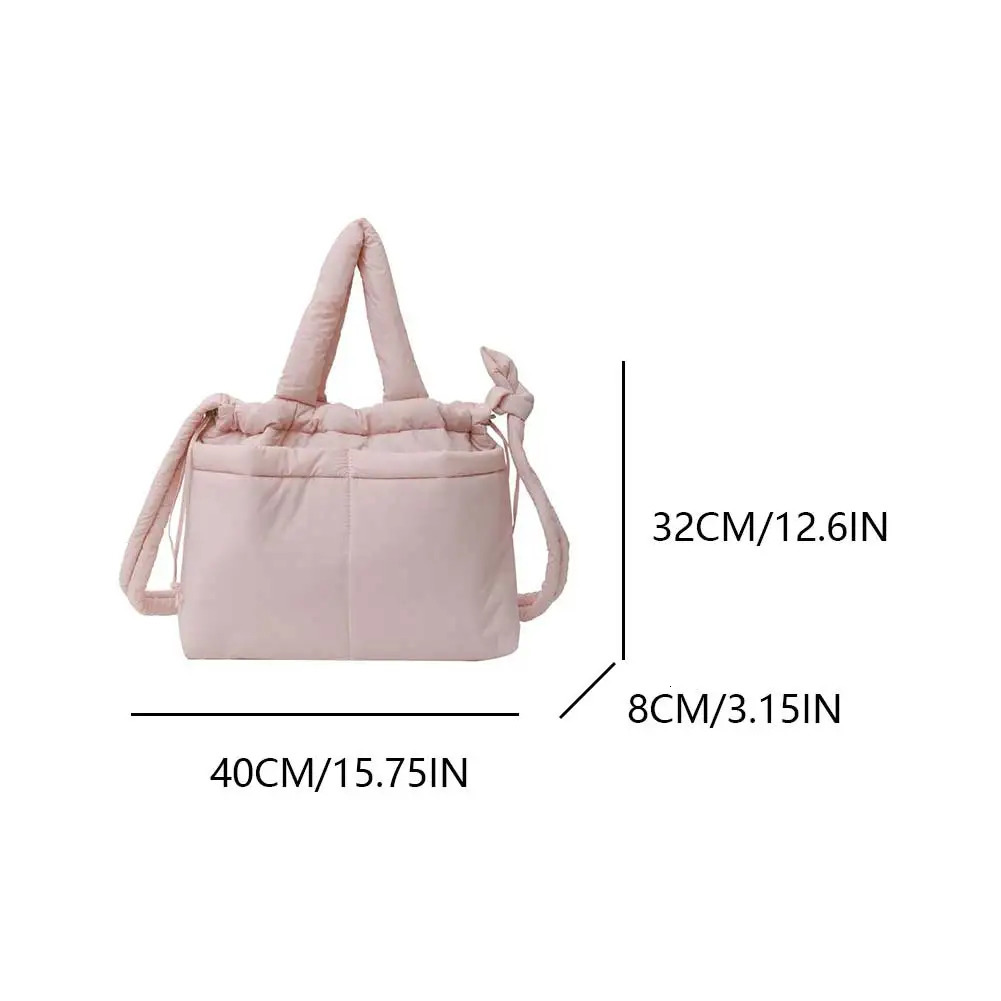 Women Puffer Tote Bag Casual Handbag Large Capacity Soft Commuting Adjustable Strap Padded Shoulder Purse Chic Hobo 241125