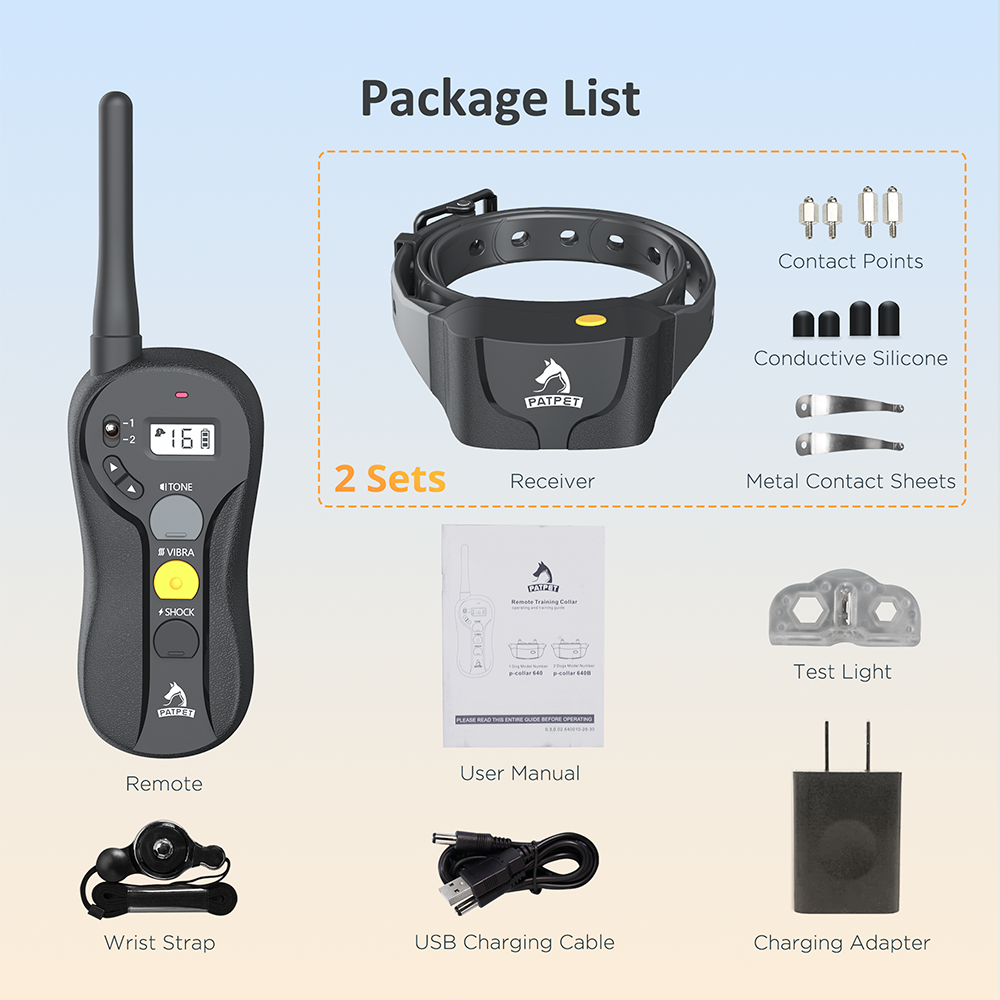 Dog Training Collar Waterproof Training Collars for 2 Dogs with Remote Rechargeable 3 Training Modes