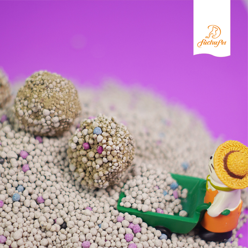 1-3mm Low Tracking Colorful Ball Shape Cat Litter Sand Natural Organic Clumping Cat Litter With Fragrance