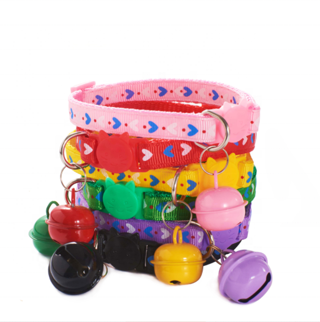 Upgraded Big Bell Hot Selling Printed Cat Paw Design multiple colour adjustable Pet Collar nylon cat dog collar
