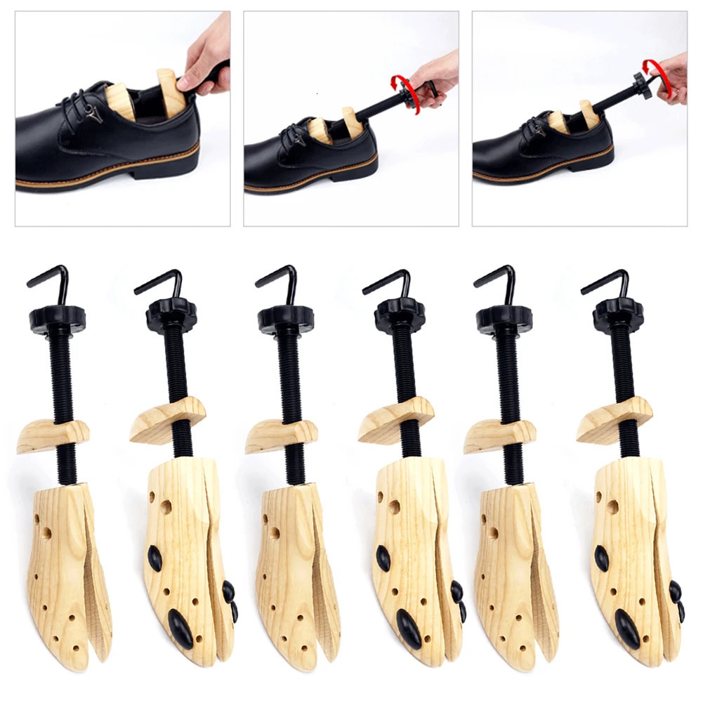 Wooden shoe stretching machine 4-way shoelace widening device adjustable length and width professional mens shoelace lengthening device 241126
