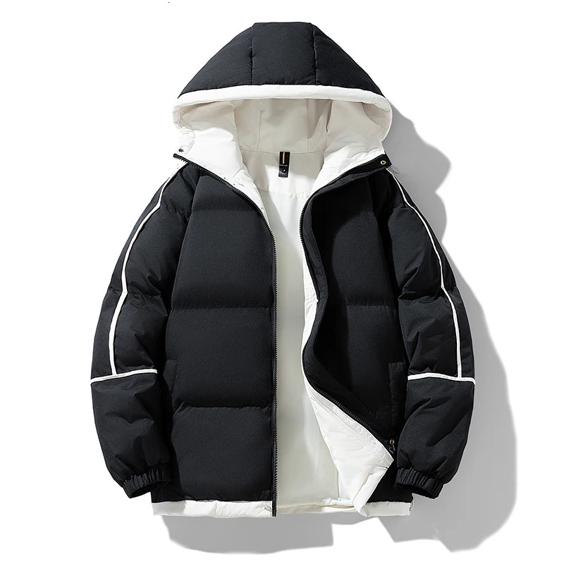 Puffer jacket mens thick warm winter jacket mens solid Parkas unisex hooded jacket fashionable casual couple clothing top 241121