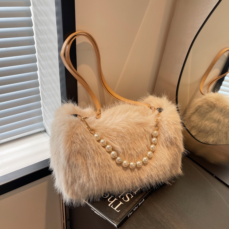Hairy Pearl Small For Bags Handbags Women Autumn And Winter Fashion Plush Bag, Casual Versatile Single Shoulder Crossbody Bag Designer