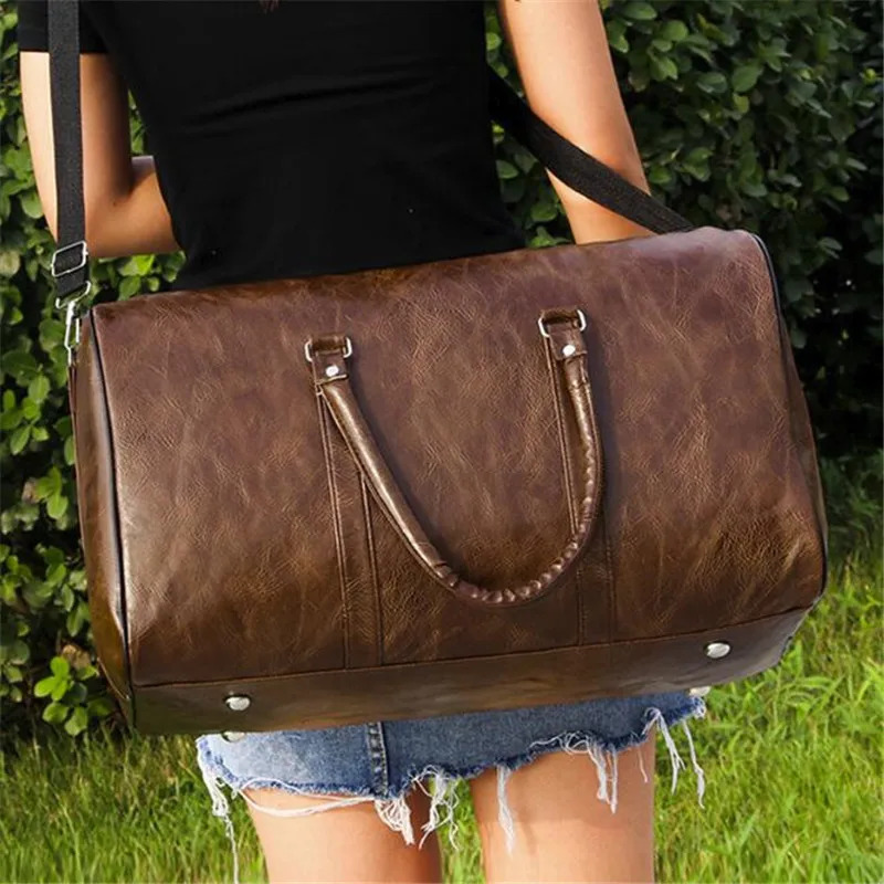 Leather Travel Large Duffle Independent Big Fiess Bags Handbag Lage Shoulder Bag Black Men Fashion Zipper Pu 241114