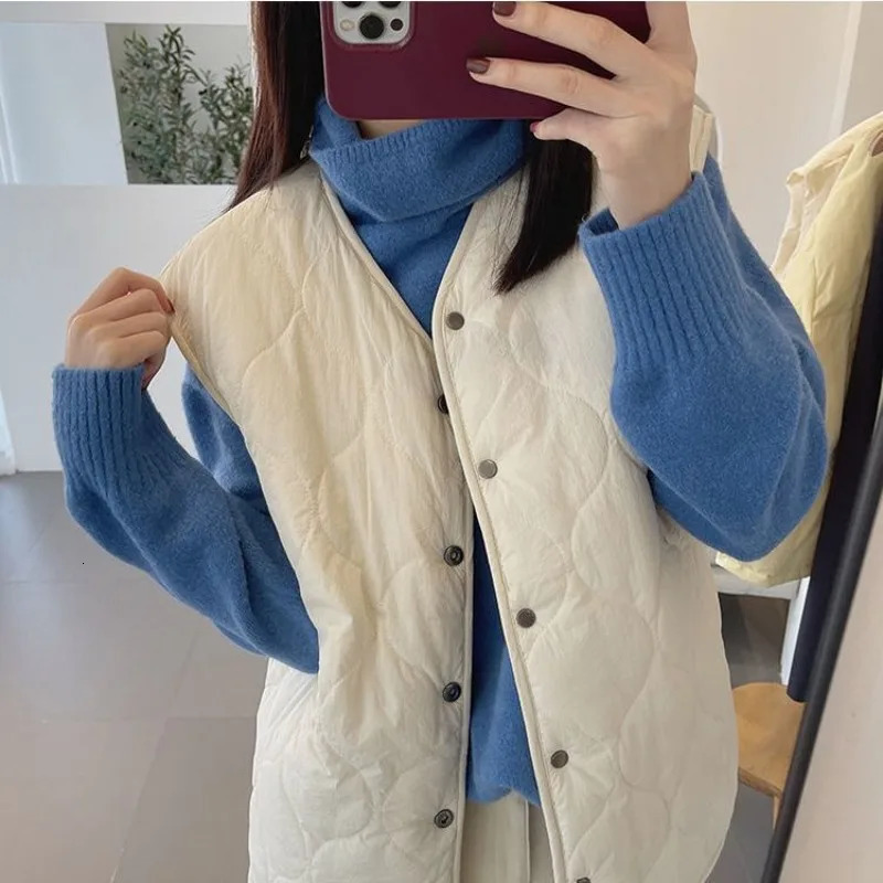 Lambswool vest spring and autumn double-sided solid loose fit fully matched sleeveless casual style simple Korean style 241126