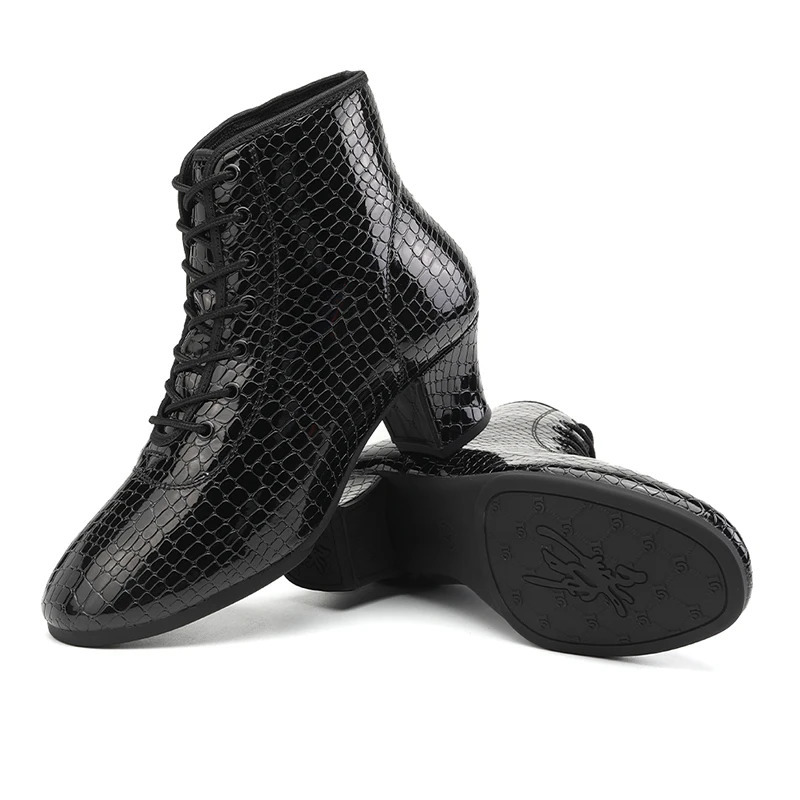 Womens Latin dance shoes smooth dance floor tango shoes stone pattern suede rubber sole waltz dance boots direct 241126