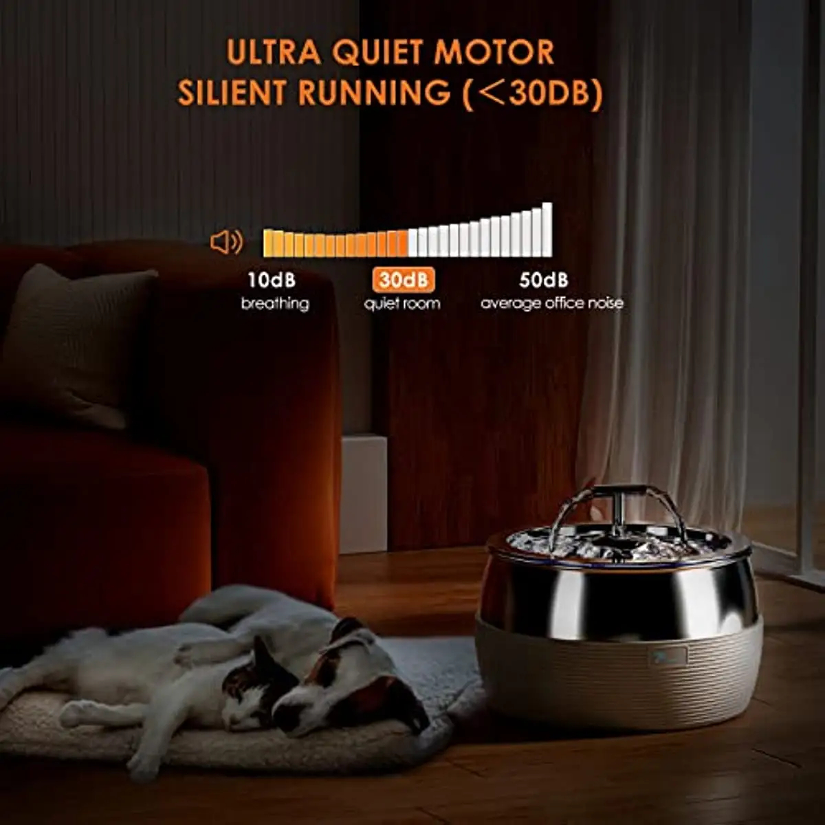 3L Stainless Steel Cat Water Fountain Pet Water Fountain Ultra-Quiet Pump Drinking Fountain Dispenser Pet Supplies