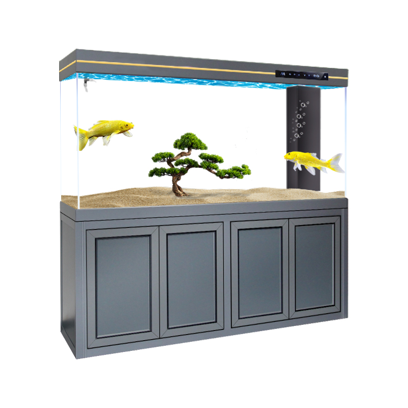 Large fish tank glass aquarium living room dragon fish tank 1.2m 1.5m 1m 3M aluminum alloy bottom cabinet bottom filter