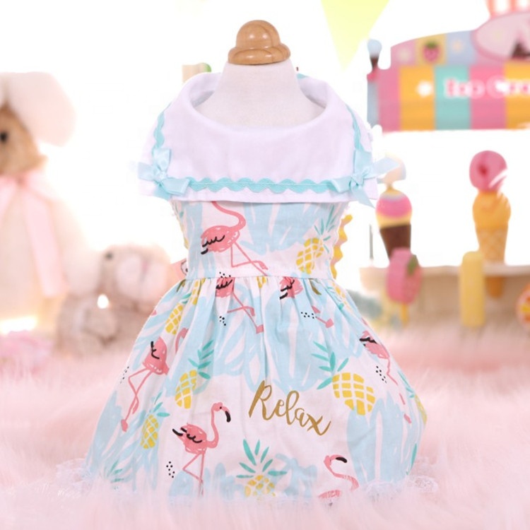 Heyri Pet Supplies Spring summer flamingo pet dog doll skirt clothes sweet romantic princess pet puppy dog dress clothes
