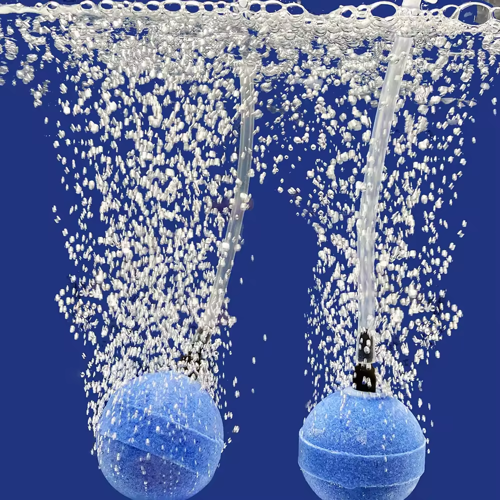AMBOHR Aquarium Pond Air Stone Ball 50mm (2") Blue Round Fish Pond Aeration Airstone