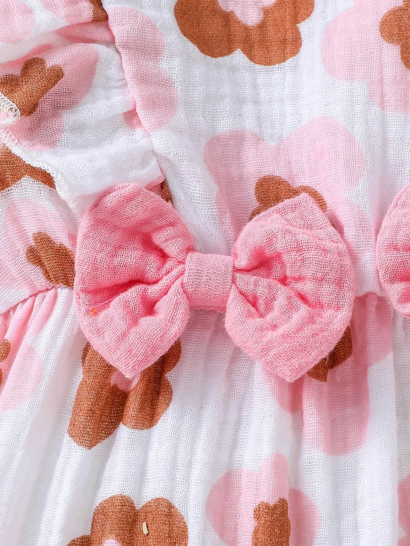 Clothing Sets 2024 New Style Baby Girls Spring/ Autumn Long Sleeve Print Flower With Bow O-18M Honey Dressy Jumpsuit +Headband H241126