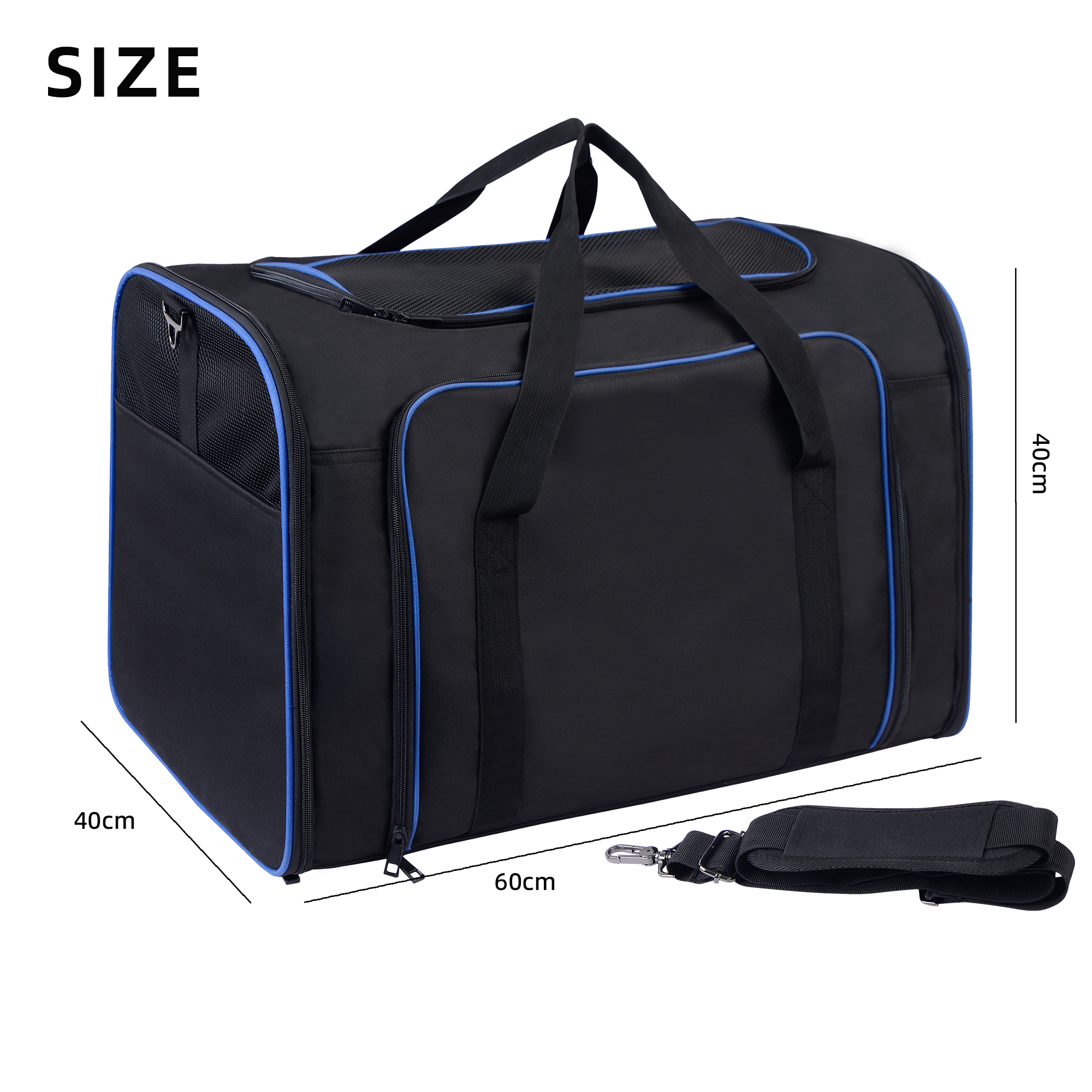 Wholesale Outdoor Pet Travel Carrier Bag Folding Pet Cage for Medium Cats Dogs with Locking Safety Zippers