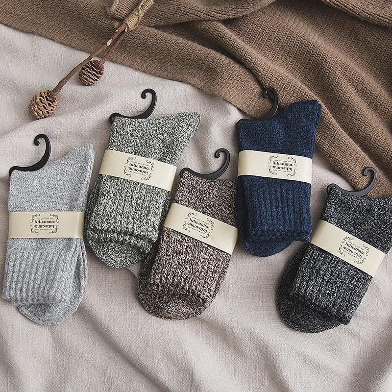 High quality 5 pairs/batch mens wool socks thick business calcium Hombre thick socks winter warm long socks mens 241126