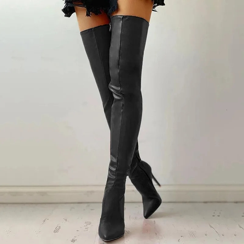 Autumn/Winter Womens Boots Pointed Side Zipper Slim High Heels Large Over Knee Boots Womens Boots Platform Boots Womens Shoes 241114