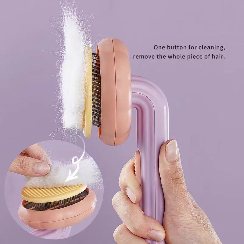Factory Wholesale Pet Grooming Kit Floating Hair Cleaning Products Cat Self-Cleaning Brush Grooming Comb for Cats Dogs