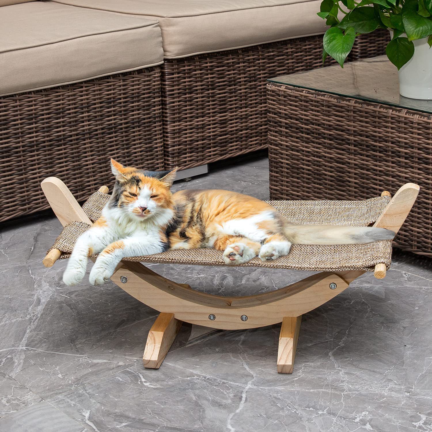 Simple wooden cat hammock cat rocking chair