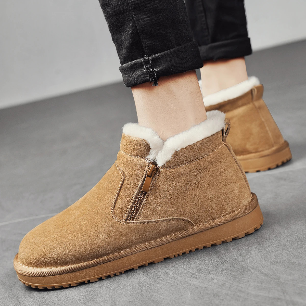 Winter snow boots Cotton shoes plus cashmere warm boots plus cotton mens shoes fashion shoes outdoor 241114