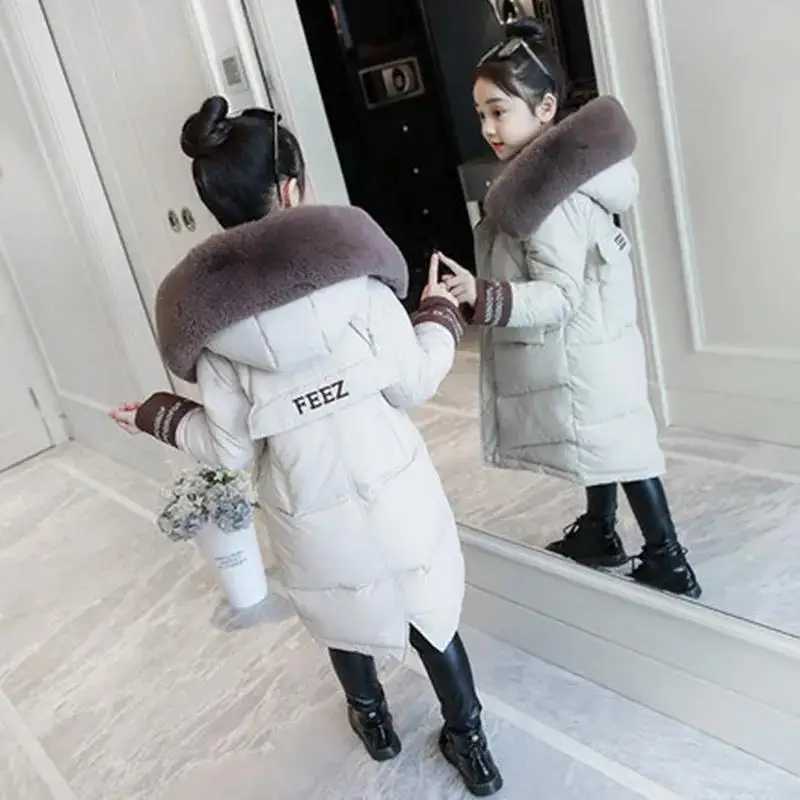 Down Coat 2024 new brand Children Girl Jacket Thick Long Winter Warm Fashion parka Hooded Outerwear Clothes For Kids girls clothing H241123TUDI