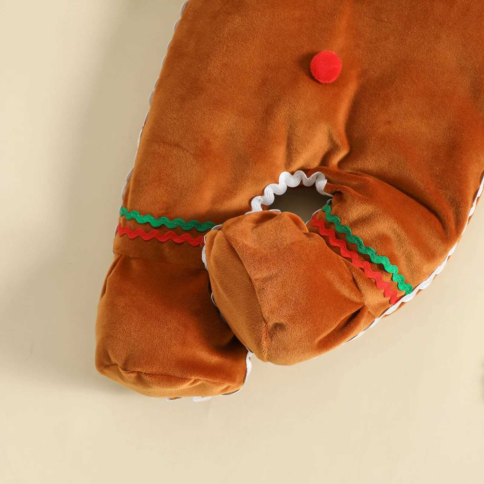 Clothing Sets Toddler Baby Gingerbread Man Rompers Casual Winter Long Sleeve Footed Jumpsuit Cute Hat Baby Christmas Cosplay Costume H241126