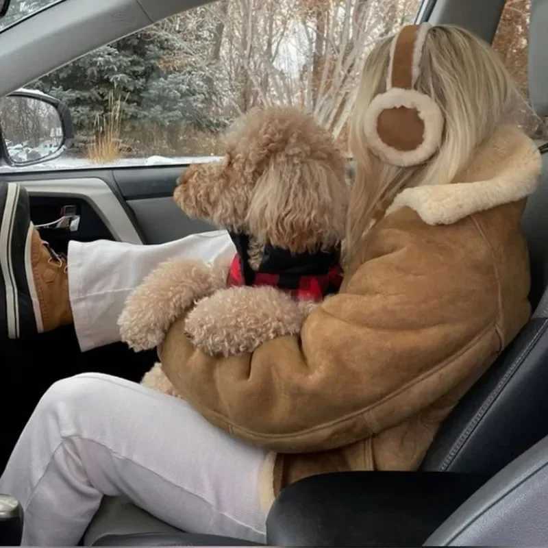 Wool Plush Earmuffs Women New Khaki Ear Warmers Fashion Sheepskin Fur Earmuffs For Winter Warm Headphones Muffs Woman CoverXJ241126