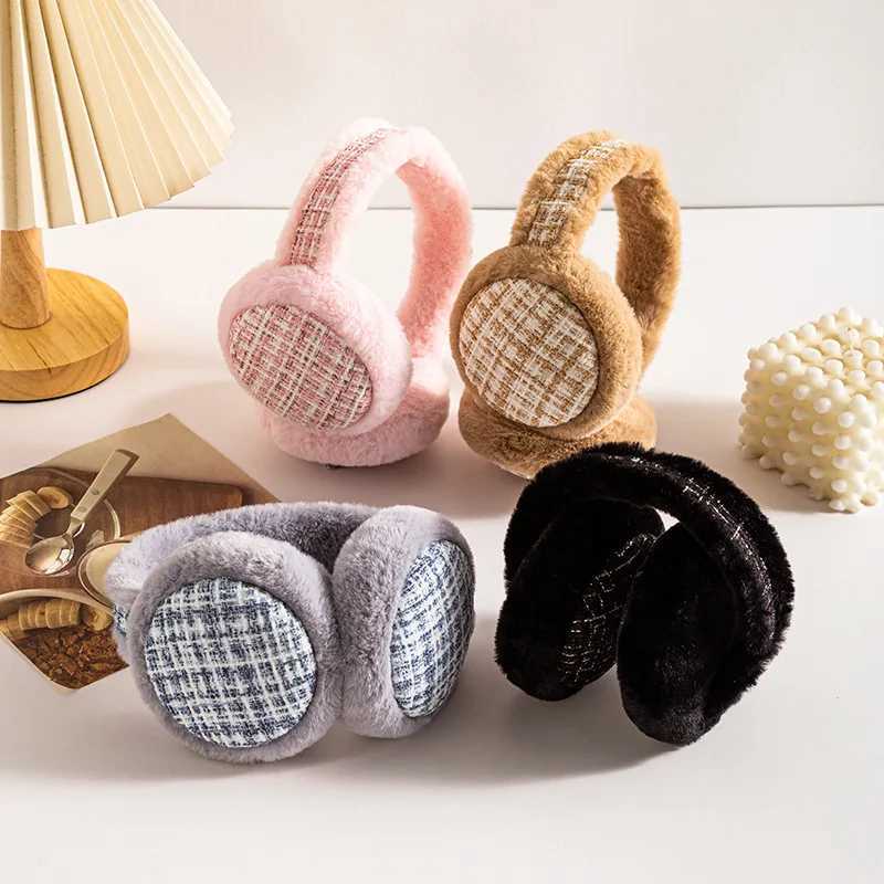 Winter Warm Earmuffs for Men Women Outdoor Ear Protectors Anti-freezing Thickened Foldable Soft Fashion Houndstooth Ear MuffsXJ241126