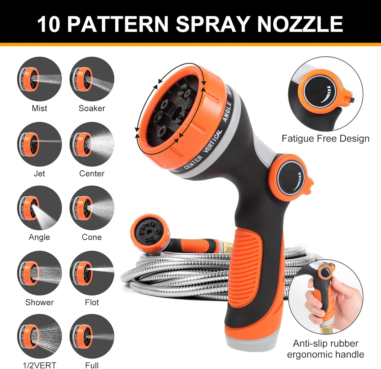 Garden Hose Sprayer 10 Watering Function Patterns Adjustable Upgrade Pup Jet Dog Wash Bath Pet Shower Massage Sprayer Gun