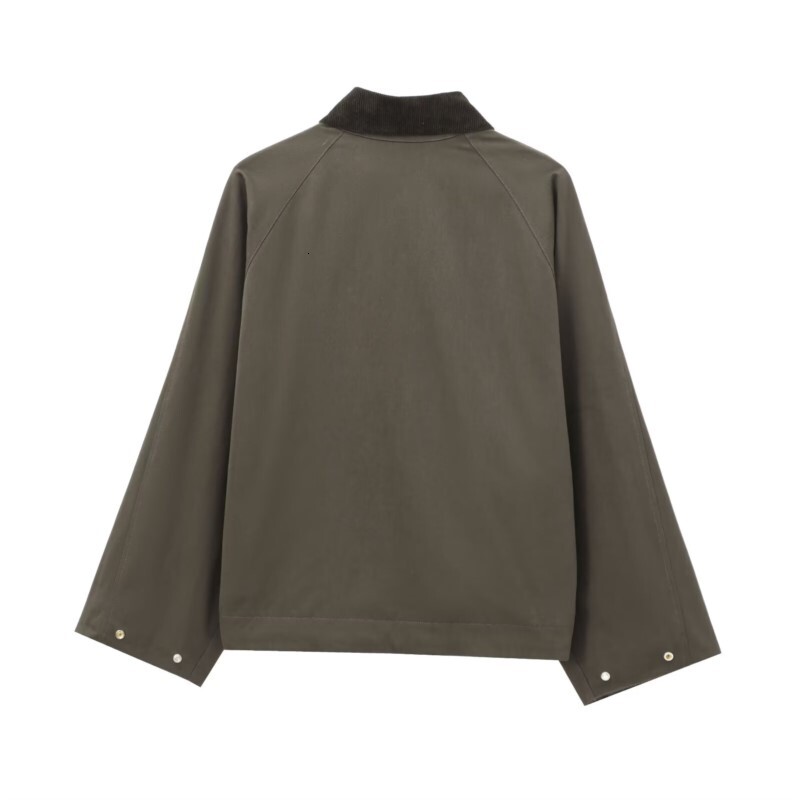 TRAF Womens Autumn Waxed Leather Jacket Decoration Zipper Placket Long Sleeved Casual Lace Up Outdoor Streetwear Overcoat