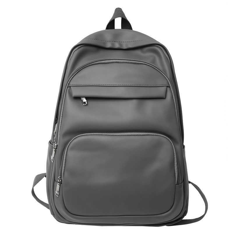 PU Double Back Women's Korean Edition Ins Soft Leather Backpack Trendy Fresh and Versatile Male College Student Backpack