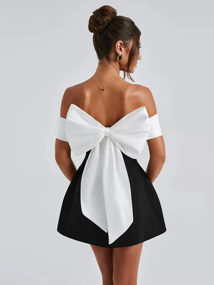 Women Fashion Strapless Backless Mini Dress Elegant Sexy Off Shoulder Sleeveless Dresses Ladies Evening Party Club Vestidos 241112