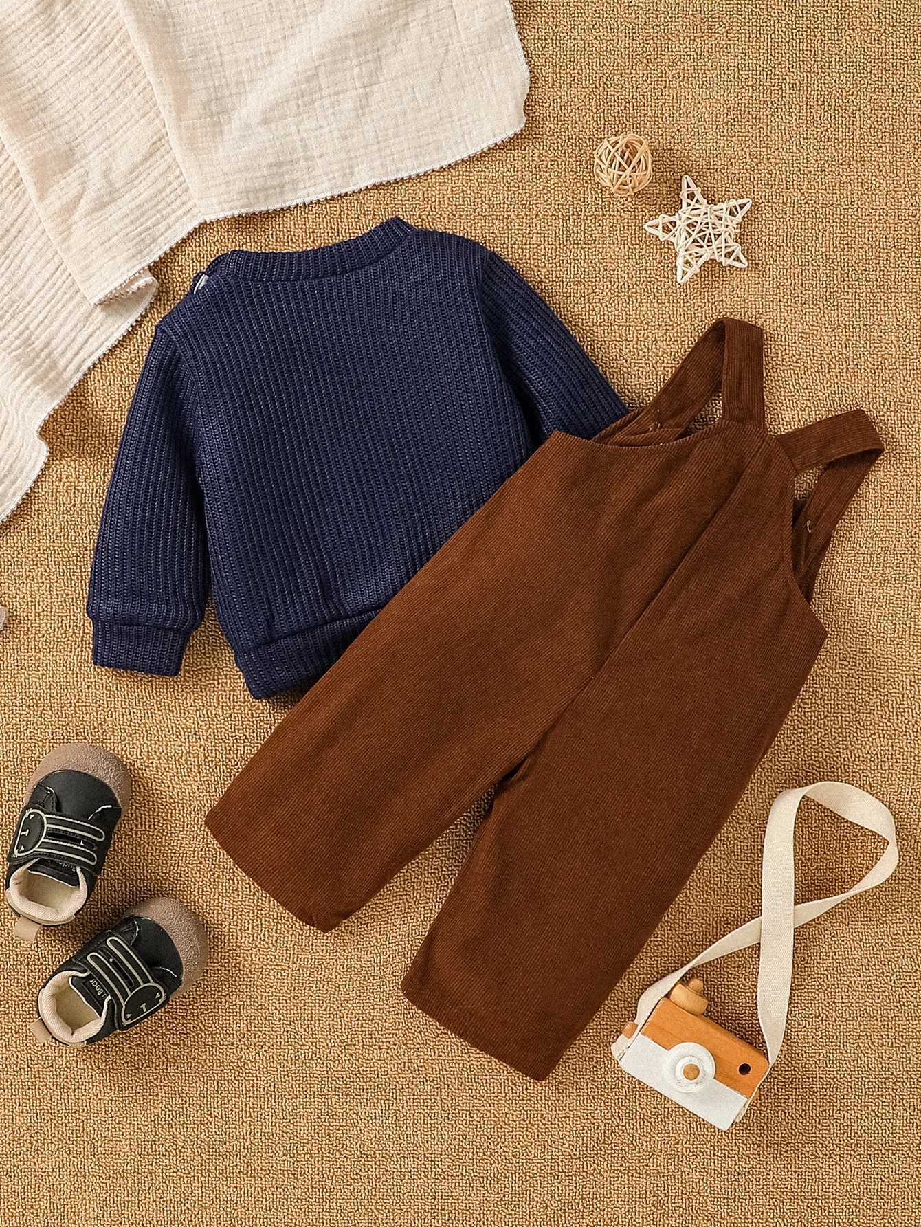 Clothing Sets Baby Boy Fall/Winter Long Sleeve 2pcs Cartoon Bear Sweatshirt + Suspender Trousers For Fashion Outdoor Streetewar Clothes Set H241126