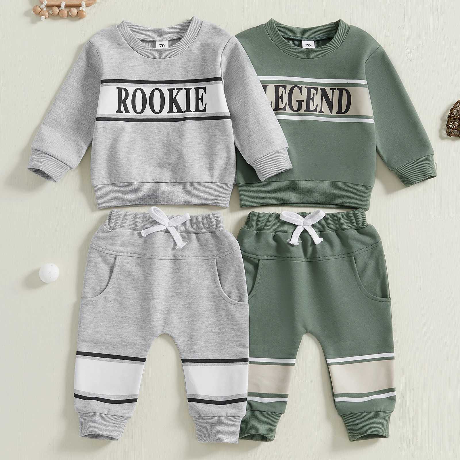 Clothing Sets Kids Baby Boys Autumn Tracksuits Casual Long Sleeve O Neck Letters Print Sweatshirt and Contrast Color Sweatpants Outfits H241126