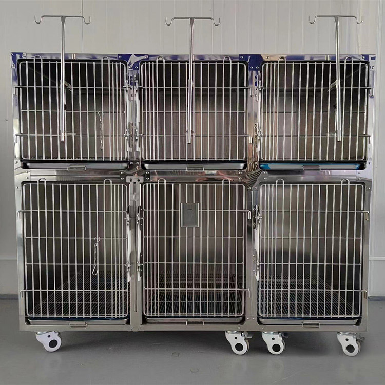 Professional Stainless Steel Veterinary Equipment Modular Breeding Animal Pet Cage With Solid Walls Dog Cage