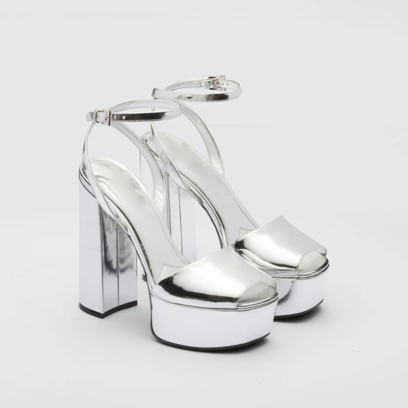 Peep-Toe Platform sandals chunky block high heels Ankle strap heeled Pumps women shoes women factory footwear